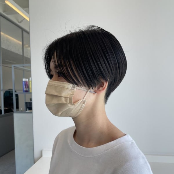【SKY涌波】センターパート 刈り上げハンサムショート
