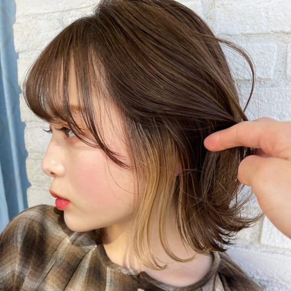 韓国風くびれボブ 似合わせカット デザインカラー