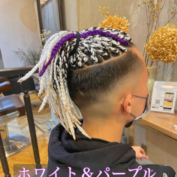 【ブレイズヘア】ホワイト&パープル