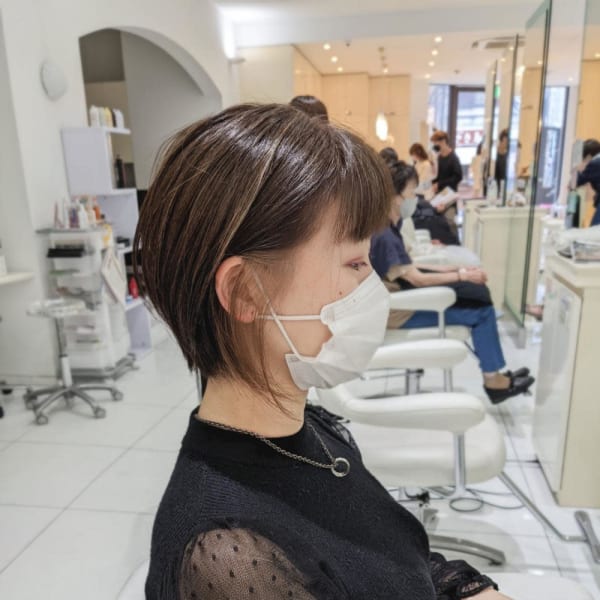 脱白髪染め前下がりショートボブ【AVENIR我孫子】