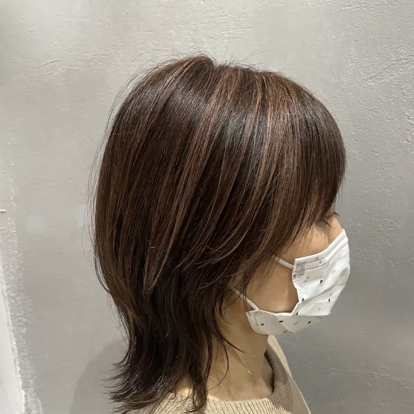 【奏子】白髪ぼかしハイライトウルフ