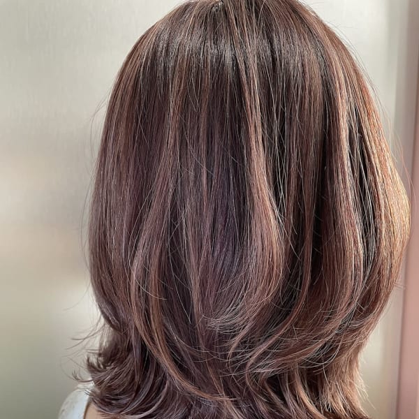 【奏子】白髪ぼかしハイライトピンク