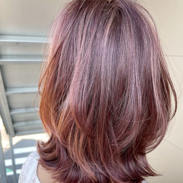 【奏子】白髪ぼかしハイライトピンク