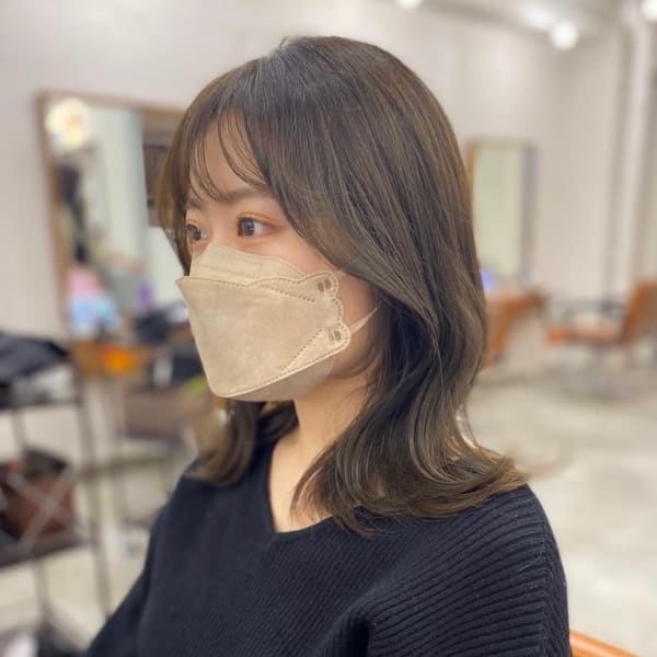くびれヘアくびれミディ顔周りカット後れ毛カットワンホンヘア