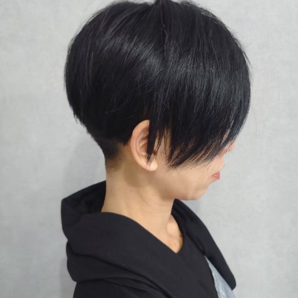 透明感♪髪質改善カラー小顔艶感前下がりショート