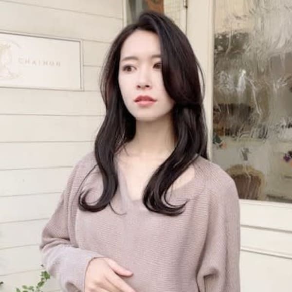 韓国風フェミニンロングカーテンバング梅ヶ丘豪徳寺美容室