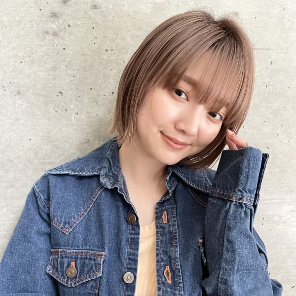 ピンクベージュ ボブ バイカラー ストレート 代官山 中目黒