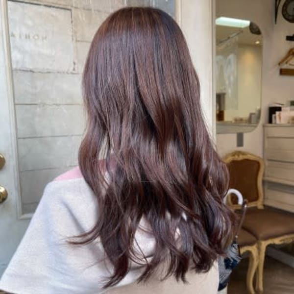 艶髪ラベンダーピンクアッシュゆるふわ巻き梅ヶ丘美容室シェノン