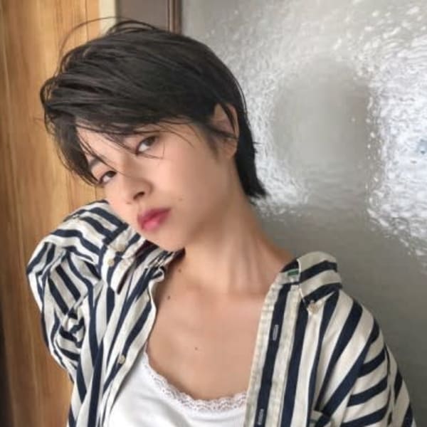 根元パーマ長めハンサムショートクールグレージュ小田急線美容室