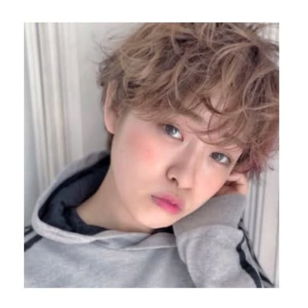 ミルクティーベージュパーママッシュショート小田急線美容室