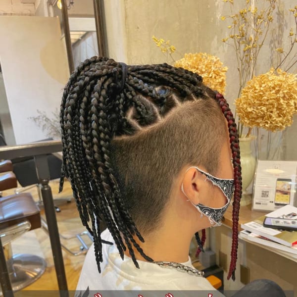 【ブレイズヘア】ブラック×レッドブラウン