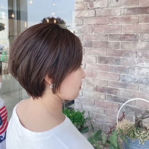 小顔補正立体カットショートボブスタイル