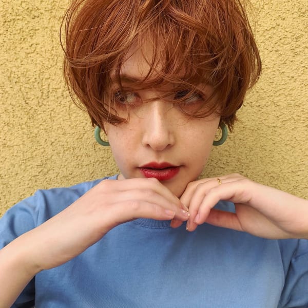 ゆるふわマッシュショート×オレンジカラー|mod's hair 青山プリヴィレージュ店