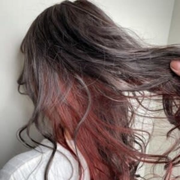 ☆インナーカラー☆グレージュ×レッド☆