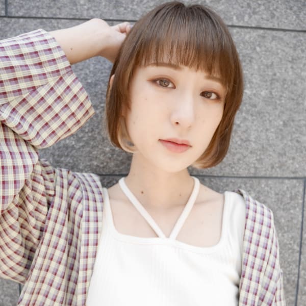 ぱっつんショートボブ×インナーカラー【有海一生】/髪質改善|shushu    organic & hair