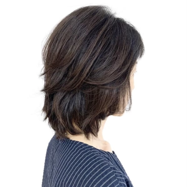 レイヤーカット/ミディアム/40代50代60代/白髪染め/