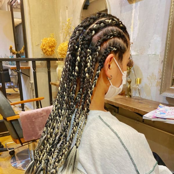 【コーンロウ&ブレイズヘア】ゴールドブラック
