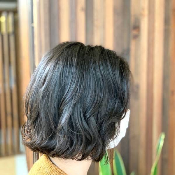 デジタルパーマ/無造作パーマ/黒髪/外ハネ/20代30代40