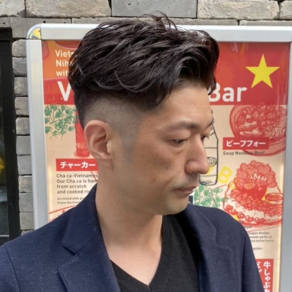 ちょい悪オヤジ風　ワイルドかきあげスタイル