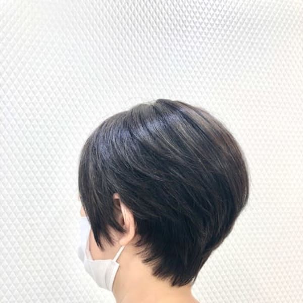 耳掛け/ショートカット/40代50代60代/白髪染め/黒髪/