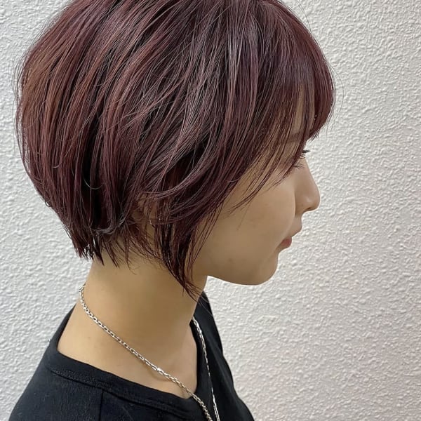 ヴァイオレットピンク×ショートボブ