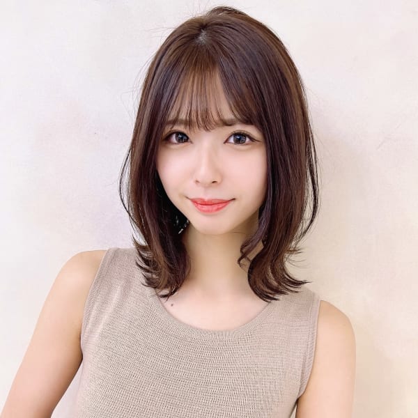 面長カバー/韓国風ヘア/シースルー/外ハネ/肩ミディ