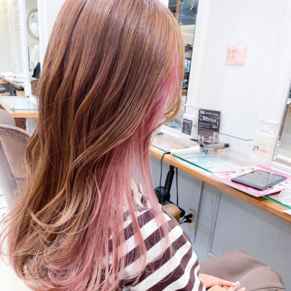 ライトベージュ シアピンク インナーカラー【横浜】