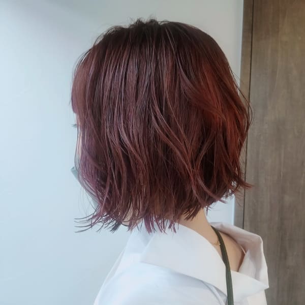 ピンク系カラー顎ラインボブ|Kaile.恵比寿