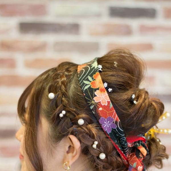 和洋折衷！ドレスでも袴でも可愛い編み込みクルリンパ◆