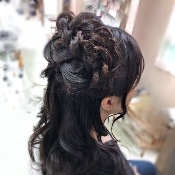 ハーフアップ ヘアセット