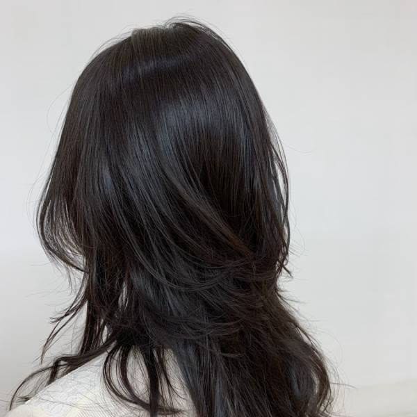 大人可愛い/デジタルパーマ/黒髪/レイヤーカット/ロング/