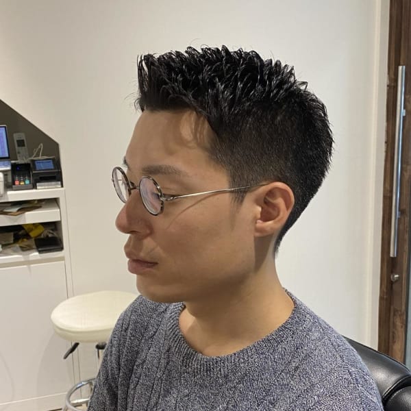 30代大人ショート　メガネ男子　日本橋三越前バーバー