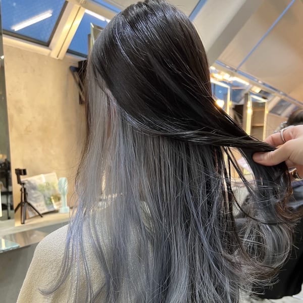 ブルージュインナーカラー 美髪 ホワイトベージュ