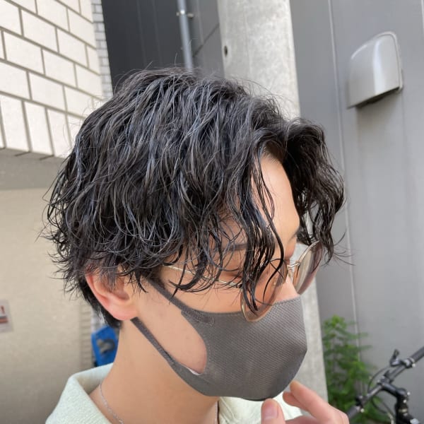 波巻パーマ×センターパート