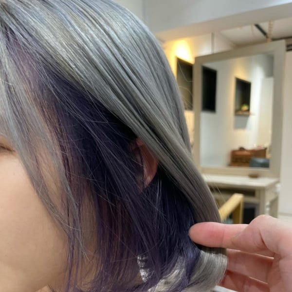 グレー＆ラベンダー　インナーカラー