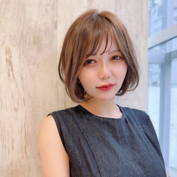 面長カバー　シースルーバング　色気　小顔ボブ　
