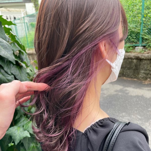 インナーカラー/ピンクラベンダー/ミルクティーピンク