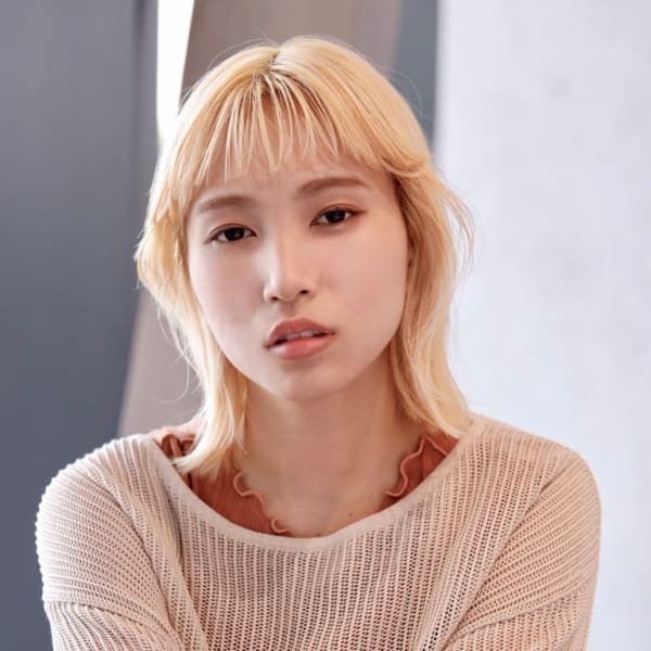 韓国風/金髪/ブリーチオンカラー/オン眉