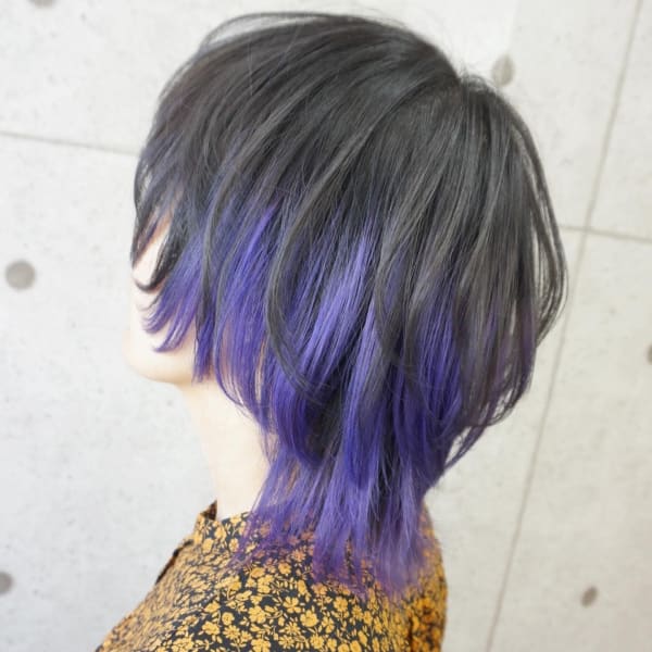 ウルフマッシュ×インナーカラーラベンダー