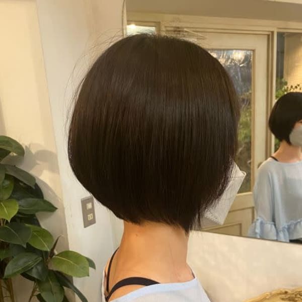 ナチュラル髪質改善ストレートヘア◎前下がりボブ梅ヶ丘美容室