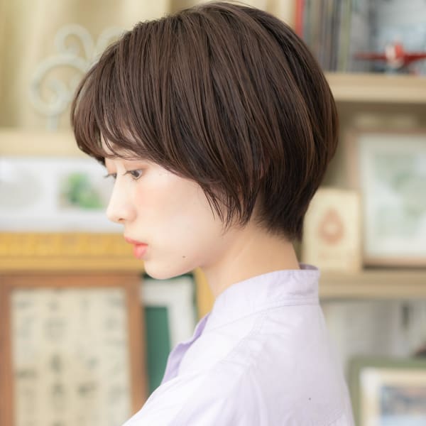 バレイヤージュナチュラルマッシュショート グレージュカラー