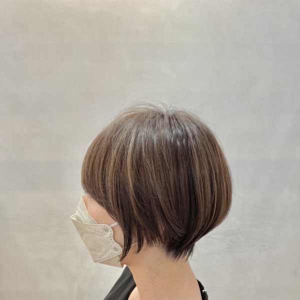 【篠原】丸みショートボブ×白髪ぼかし