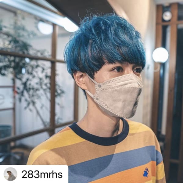 《e's中目黒美容室》マッシュ×ターコイズブルー【諸星】