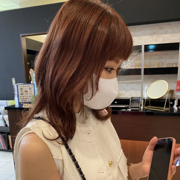 こっくりレッドブラウンカラー 三宮 美容室 神戸 ミディアム