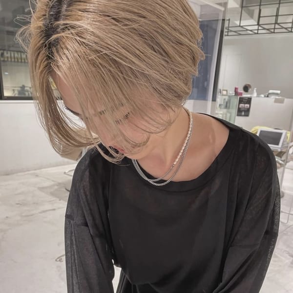 【ミニボブ/ハイトーン/ぱっつん/切りっぱなし】京都