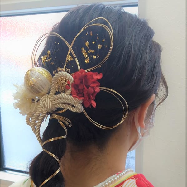 成人式/卒業式ヘア・水引ヘアアレンジ・金箔ヘアアレンジ