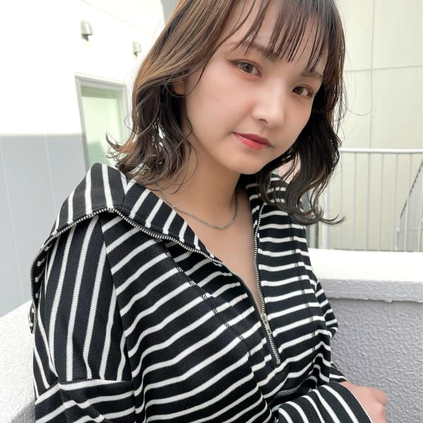 ミディアムヘア/グレージュ/博多美容室