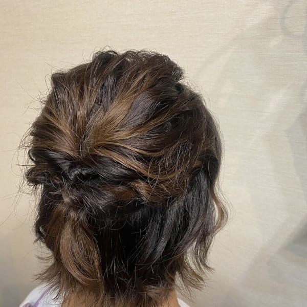 ショートヘア ハーフアップヘアセット