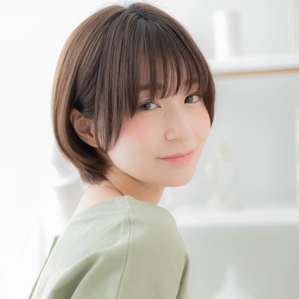 シースルーバング小顔ナチュラルマッシュボブ　透明感