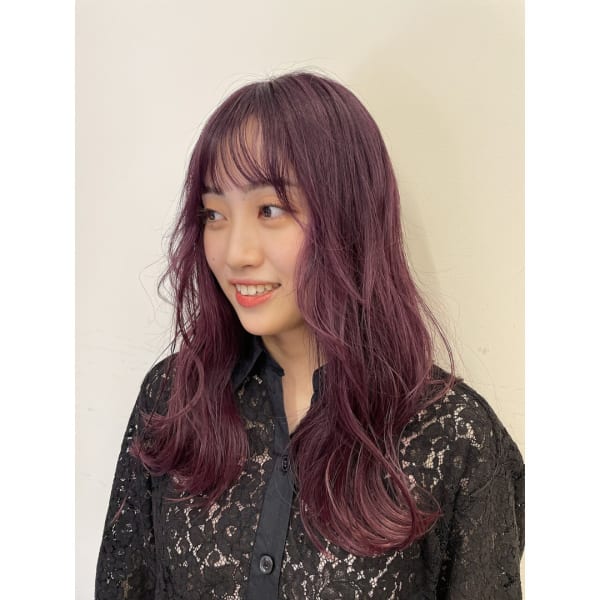 ★new/カシスピンク/セミロング/ロング/SARA@かのん|SARA Beauty Sight 古賀店